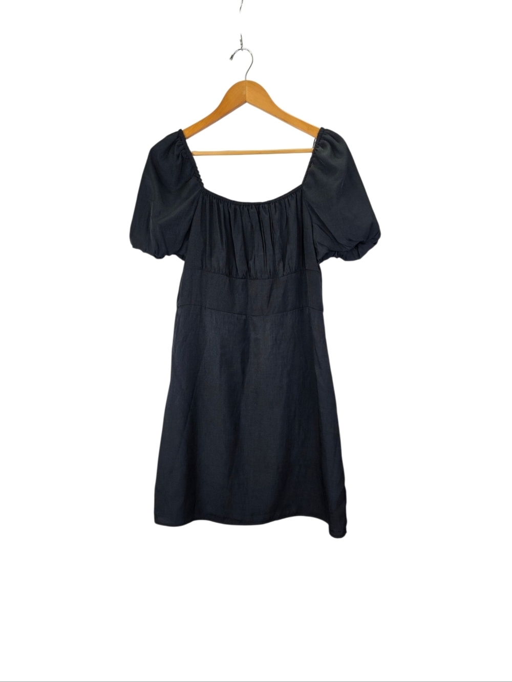 Gianni Bini Womens Little Black Mini Dress Sweetheart Babydoll Puff Sleeve Large
